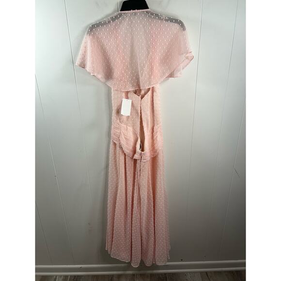 Katie May Blush Pink Flutter Sleeve Dot Chiffon Midi Dress Size M - Picture 5 of 12